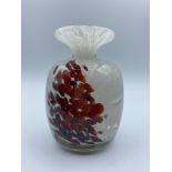 Mdina art glass mottled white vase size 11cm H x 8cm W