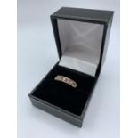 9ct yellow gold ring with pink and white stones, weight 2.4g and size L