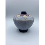 Amphora Czechoslovakian vintage blue and purple lidded ceramic powder or trinket box. Amphora