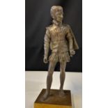 Bronze of Tudor soldier brass base, H24cm x W9cm and weight 1.47kg approx