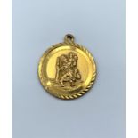 9ct yellow gold St Christopher pendant, weight 3.4g and 2cm long