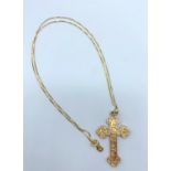 9ct gold cross on a 44cm long 9ct gold Necklace, weight 2.1g