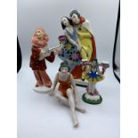 Mixed lot of fine Porcelain figures: to include Antique Sitzendorf porcelain Pierrot candle