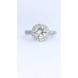 18k white gold Halo Ring with Diamonds 1.25cts (centre 1.03ct G/VVS2 with GIA certificate