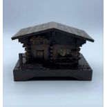 Vintage Black forest alpine chalet cottage musical jewel / cigarette box L 13cm x W 8cm x H 8cm