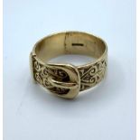 9k yellow gold ring belt design, size P and weight 5g approx (1363 ref)