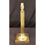 Vintage J. Hinks & Son 1781 brass corinthian column electric lamp base, untested. 14cm W x 37cm H