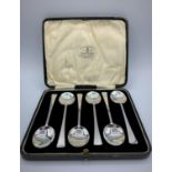 Vintage set of 6 silver art deco coffee spoons. Clear hallmark to the underside of each spoon