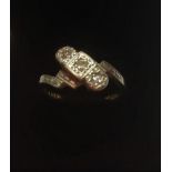 Vintage 18ct Gold and Diamond Ring, having three smallish diamonds in a Platinum setting, delicate