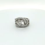 18K White Gold Ring with 77 Diamonds (1.60ct, F-G/VS), weight 9.05g and size M1/2 (DR106)