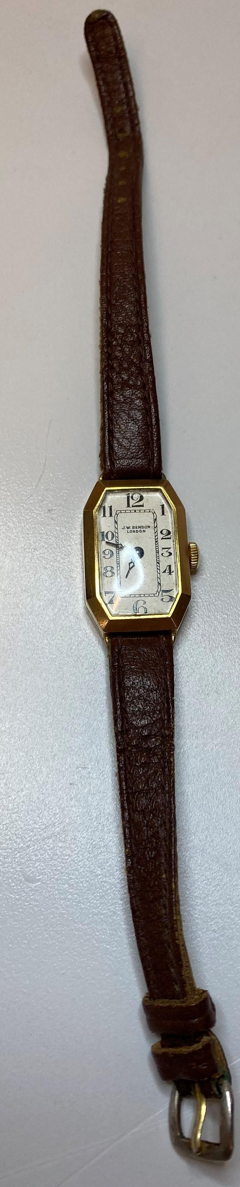 Vintage Ladies 9ct Gold Wristwatch by W.Benson of London, Art Deco Shape with an Octagonal face, - Image 4 of 7