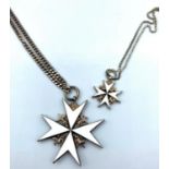 2 St Johns Ambulance Award Pendant On Silver Chains 43.7 34cm &24cm necklaces