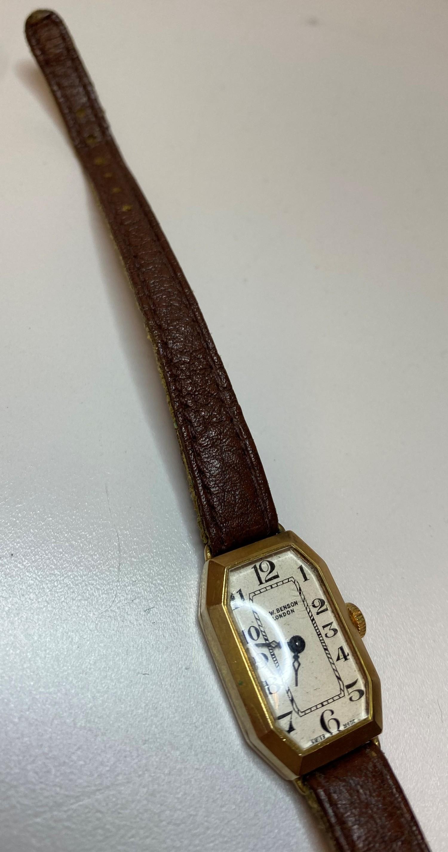 Vintage Ladies 9ct Gold Wristwatch by W.Benson of London, Art Deco Shape with an Octagonal face, - Image 3 of 7