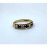 9ct Half Eternity Ring with Blue and White stones, weight 1.5g and size K