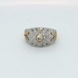 18K White and Yellow Gold Ring with 0.25ct Centre stone (G/SI1) and 68 more Diamonds in transition