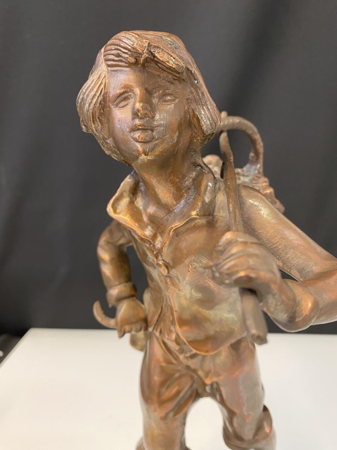 Bronze Statue of boy wanderer, signed to base RANCOULET H38cm. - Image 8 of 16