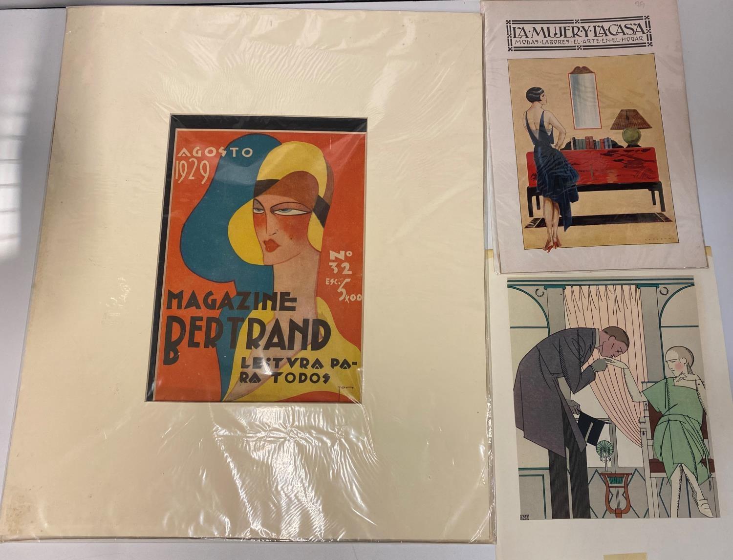 5x Art Deco Prints to include Covers of 'Magazine Bertrand' and possibly 'Vogue' (5)