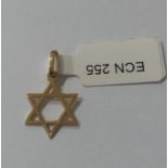 9k yellow Gold Star of David Pendant, 16mm long approx (ECN255)