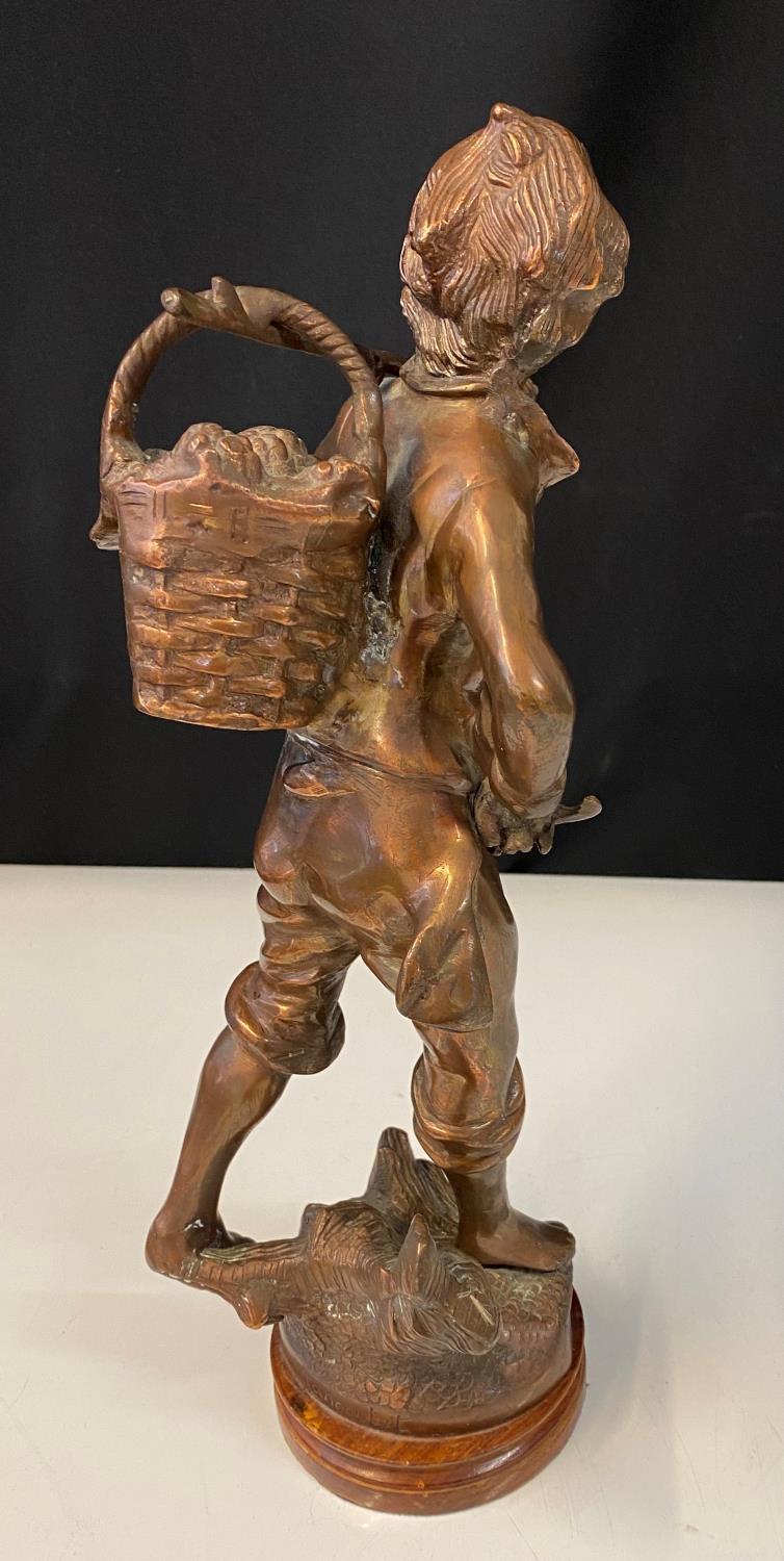 Bronze Statue of boy wanderer, signed to base RANCOULET H38cm. - Image 11 of 16