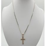 Silver Cross Pendant and Necklace, weight 7.9g and 40cm long approx