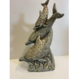 A Blandine Anderson original Sculpture of three Dolphins, 40cm tall