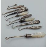 10x Silver Victorian purse zise Buttoners, good silver Markings. approx 7cm long average (10)