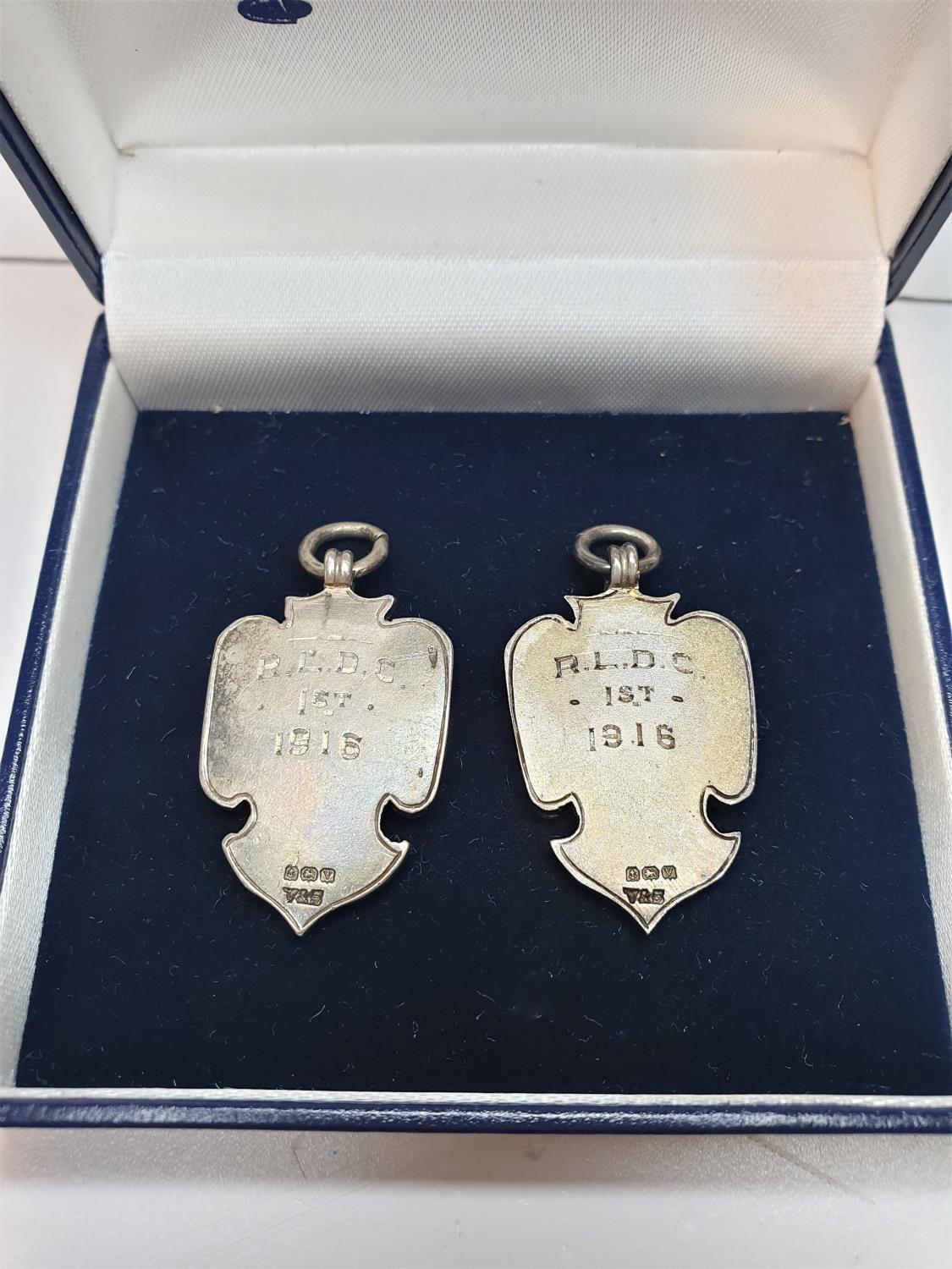 Pair of 1916 Silver Watch Chain Fobs, weight 24.6g - Image 2 of 4