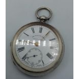 Antique Silver Open Faced Pocket Watch, face showing 'The Veracity Watch' Masters Ltd Rye, white
