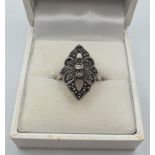 Silver and Marcasite Dress Ring, weight 4.2g and size L