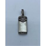 Silver Marcasite and Mother of Pearl Pendant, weight 7g and 3cm long