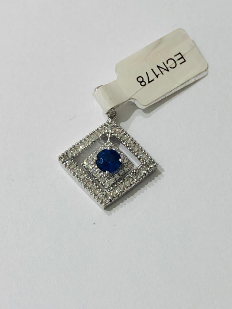 18k white Gold Pendant with 0.52ct Diamonds and Sapphires, weight 3.2g (ecn178) - Image 2 of 10