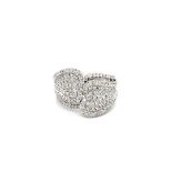 18K White Gold Ring with 144 Diamonds (1.40ct F-F/VVS), weight 8.77g and size N1/2 (DR223)