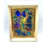 1966's piece of Multi coloured Glass Abstract Framed Art by Lindegaard McLaren, 24x19cm
