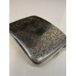 John Rose Birmingham 1918 Hand engraved curved hallmarked Silver Cigarette Case, W11cm and weight