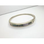 Mexican Silver Bangle with Mother of Pearl facing, weight 12.9g
