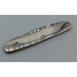 Silver Handled Pen Knife with Good Hallmark Showing Turner & Co Sheffield 1933, Blade Marking