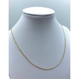 9ct Light Link Gold Necklace, weight 1.4g and 38cm long
