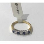 Half Eternity Ring with 0.15ct Diamonds and 3 Sapphires set in 18ct yellow and white Gold, weight