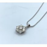 18ct White Gold And Diamond Pendant With Approx. 2ct in Total On A 9ct Necklace. 5.8g 45cm