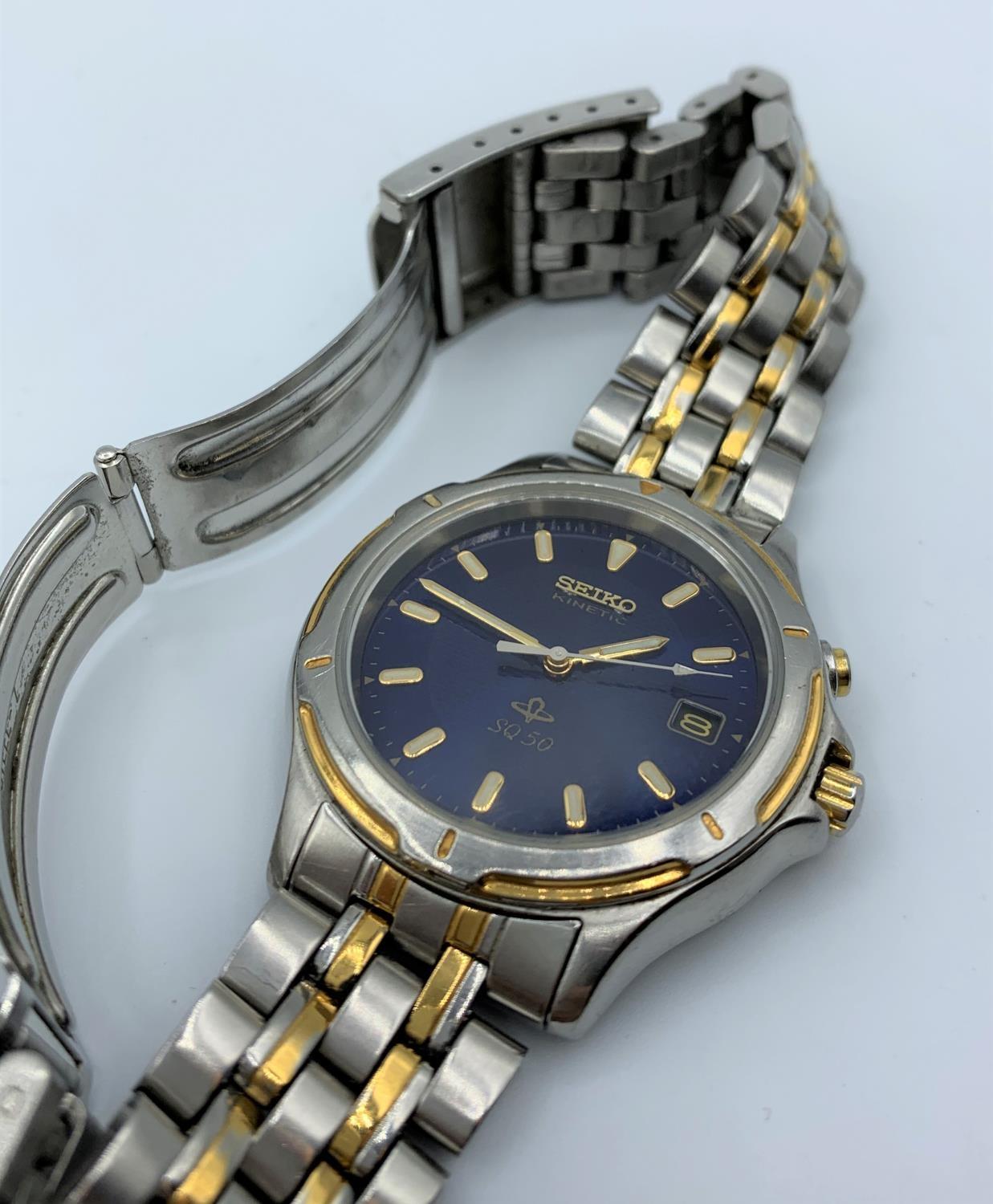 Seiko Perpetual Motion Gentlemen's Wristwatch With A Blue Face And a Metal Strap - Image 5 of 10