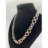 Heavy quality Silver Link Necklace, double link design having saddle links alternating with square