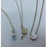 3x Silver Pendants on Silver Necklaces, weight 14.9g (3)