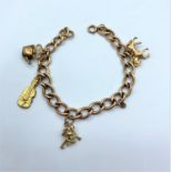9ct Rose Gold Bracelet With 4 X 9ct Charms. 18.5g 17cm