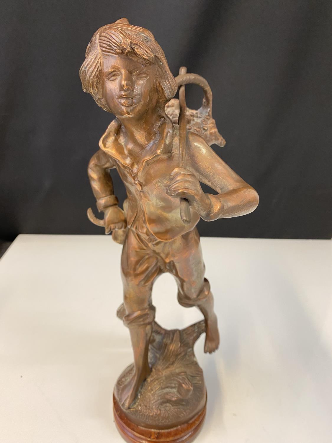 Bronze Statue of boy wanderer, signed to base RANCOULET H38cm. - Image 2 of 16