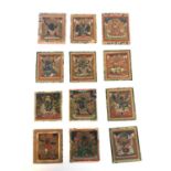 A Very Early Set of 12x Tibetan hand Painted Religious Pictures 7x8cm