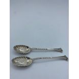 2x 1909 silver coffee spoons, 11cm long and weight 26.3g approx (2)