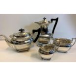 Vintage Silver Tea set to include a Coffee Pot (9x20x23cm), a Teapot (13x27x16cm), Creamer (