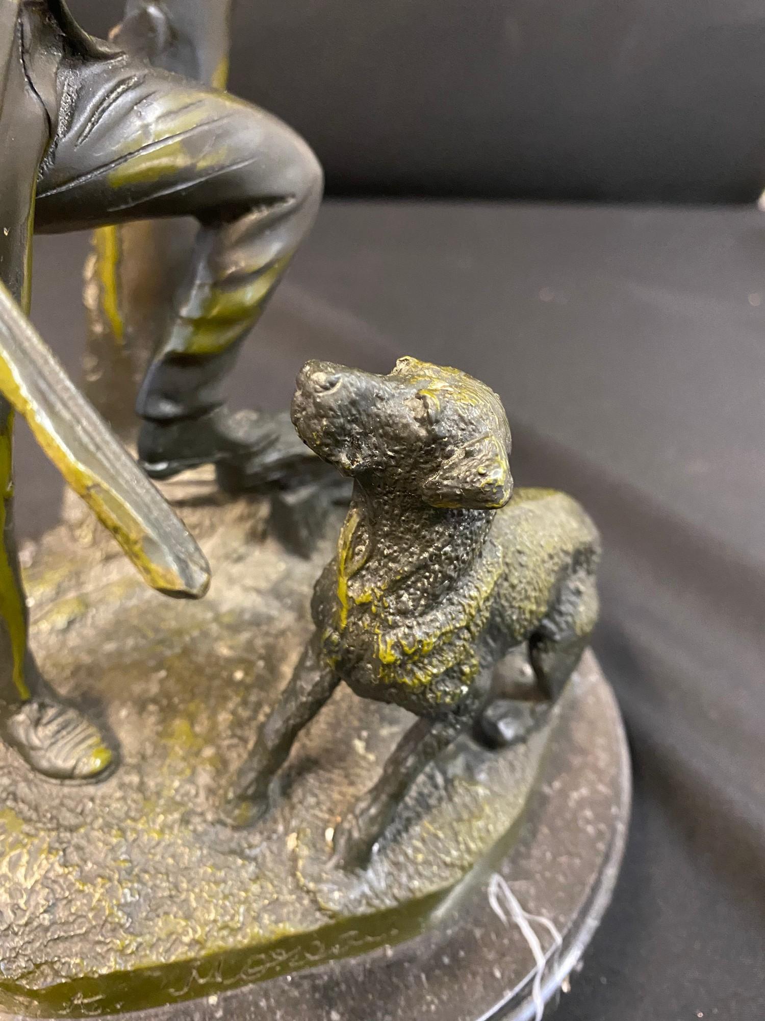 Bronze Sculpture of master with his Dog, 30cm tall, width 18cm, weight 6.3kg - Image 8 of 16