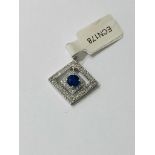 18k white Gold Pendant with 0.52ct Diamonds and Sapphires, weight 3.2g (ecn178)