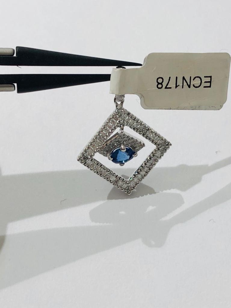 18k white Gold Pendant with 0.52ct Diamonds and Sapphires, weight 3.2g (ecn178) - Image 6 of 10